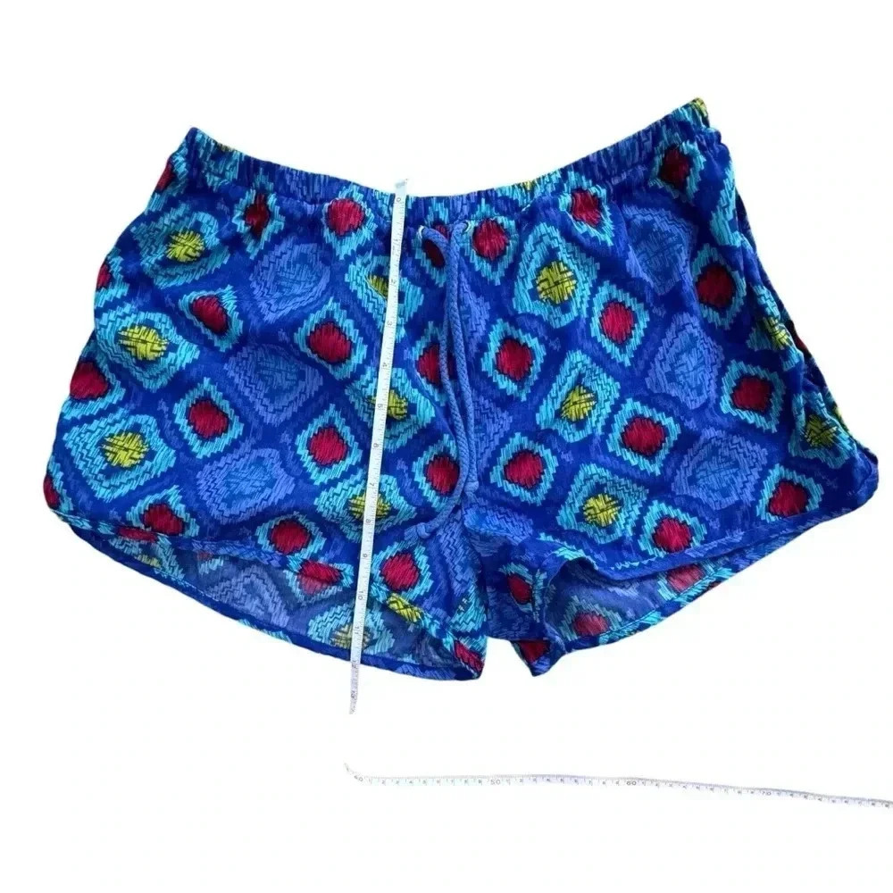 Cotton On Blue Low Rise Pajama Shorts Boho Print Beachy Pool Cover up - Picture 5 of 7